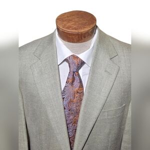 Brooks Brothers Blazer Size 40 Regular Silk Linen Wool Blend Light Green Mens